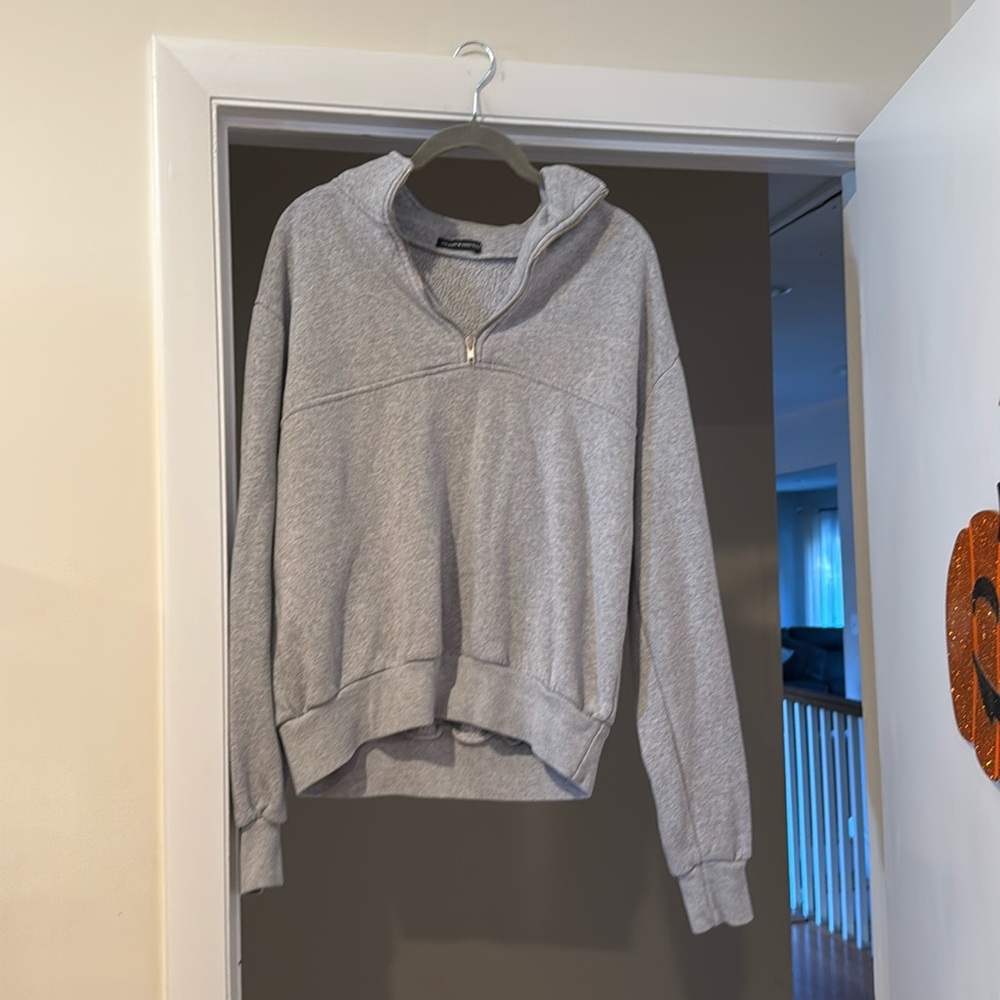 brandy melville grey quarter zip
